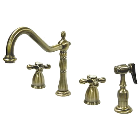 Kingston Brass Widespread Kitchen Faucet, Antique Brass KB1793AXBS